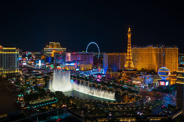 LAS VEGAS, USA – JULY 14 : World famous Vegas Strip in Las Vegas, Nevada as seen at night on July 14, 2016 in Las Vegas, USA